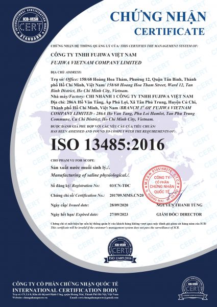 Giấy chứng nhận hệ thống quản lý iso 13485:2016